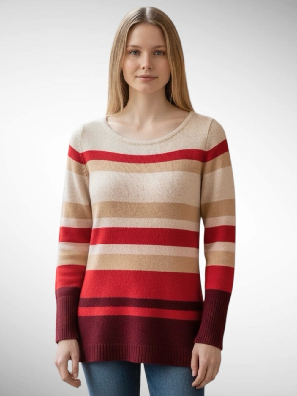 Athleta 100% Cashmere Pullover Lodge Striped Long Sleeve Sweater
